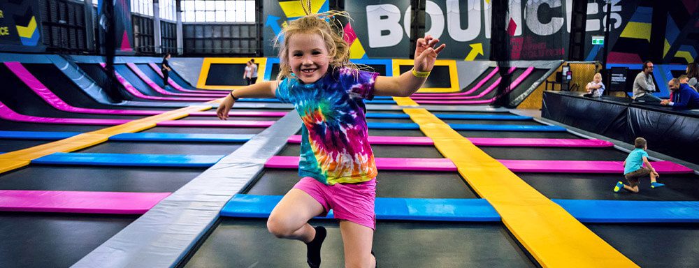 Kids jumping at bounce trampoline