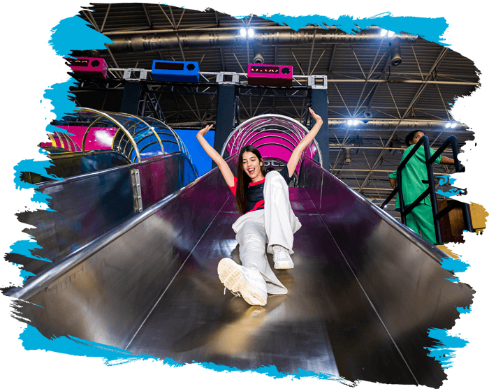 Bounce Tribe doing the slide at Bounce X-RUN